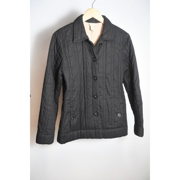 Sigrid Olsen Black Womens Sport Quilted Jacket Lined Pockets Cotton Size M - Picture 1 of 14